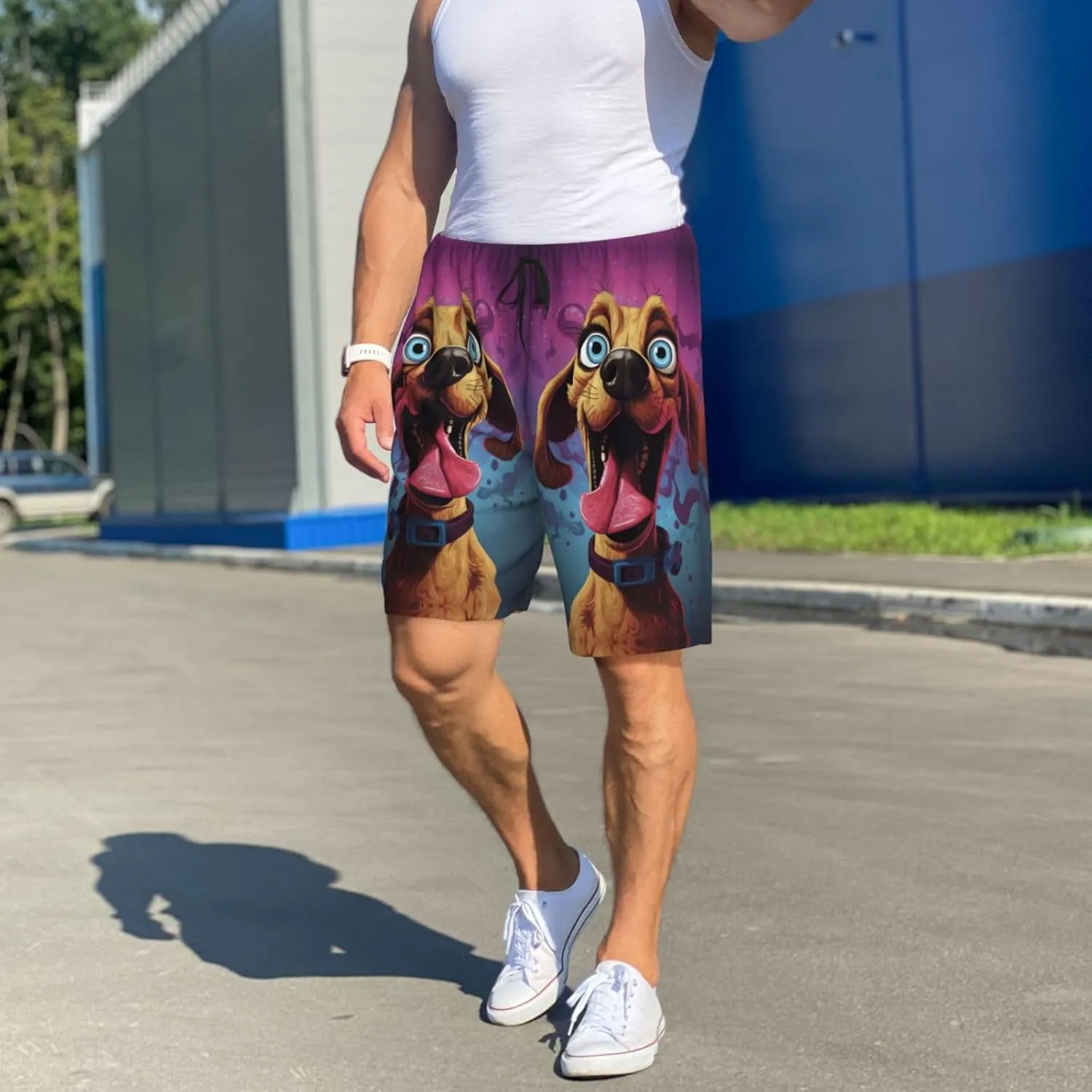 Novastar Mens Pajama Pants - Cartoon Big-Eyed Dog Sleep Comfy Shorts Mens Pajama Shorts, Pj Pants for Mens Lounge Shorts