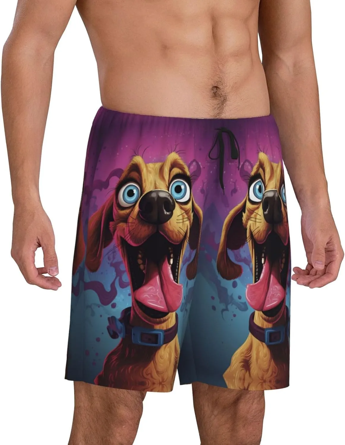 Novastar Mens Pajama Pants - Cartoon Big-Eyed Dog Sleep Comfy Shorts Mens Pajama Shorts, Pj Pants for Mens Lounge Shorts