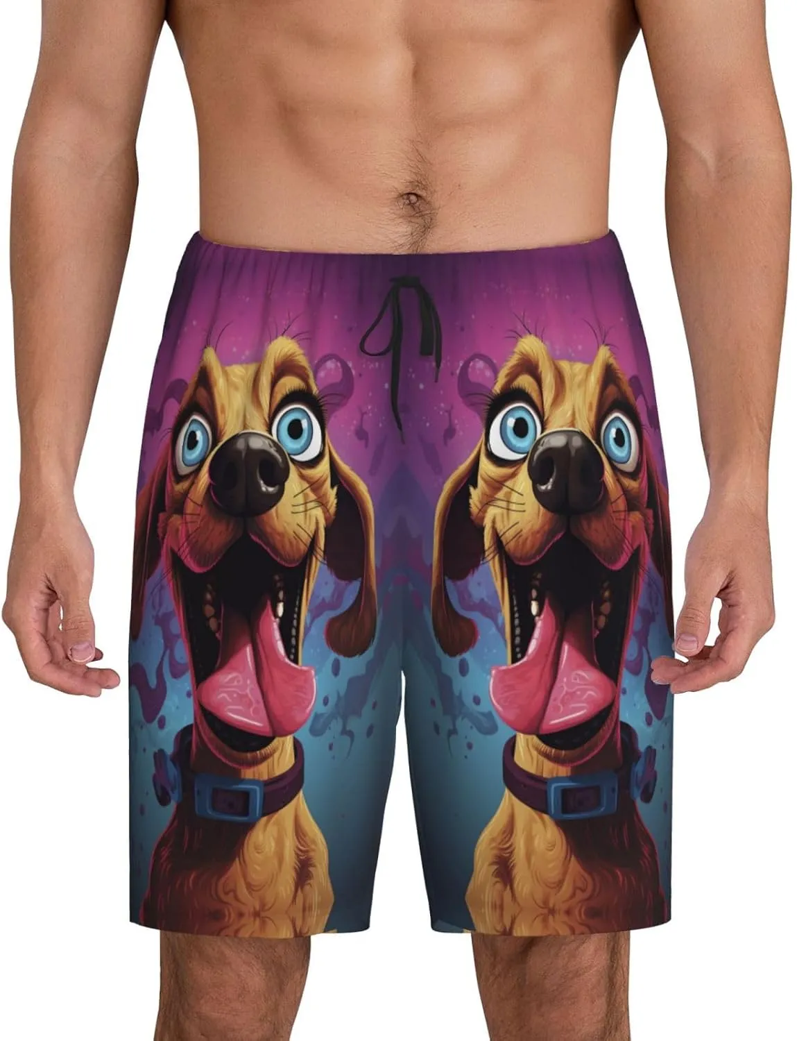 Novastar Mens Pajama Pants - Cartoon Big-Eyed Dog Sleep Comfy Shorts Mens Pajama Shorts, Pj Pants for Mens Lounge Shorts