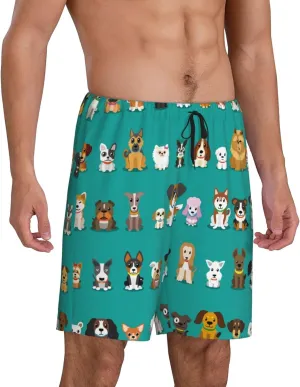Novastar Mens Pajama Pants - Cartoon Dogs Sleep Comfy Shorts Mens Pajama Shorts, Pj Pants for Mens Lounge Shorts