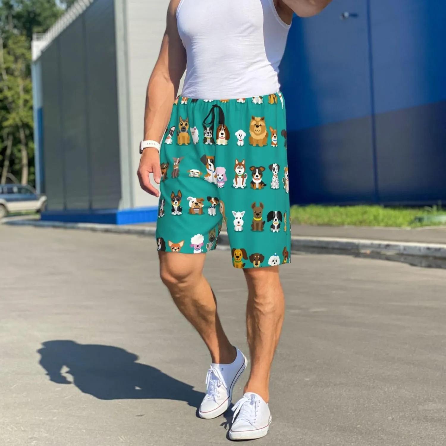 Novastar Mens Pajama Pants - Cartoon Dogs Sleep Comfy Shorts Mens Pajama Shorts, Pj Pants for Mens Lounge Shorts