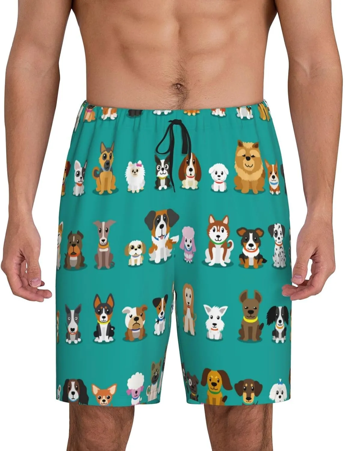 Novastar Mens Pajama Pants - Cartoon Dogs Sleep Comfy Shorts Mens Pajama Shorts, Pj Pants for Mens Lounge Shorts