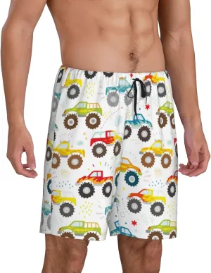 Novastar Mens Pajama Pants - Cartoon Monster Trucks Sleep Comfy Shorts Men Pajama Shorts, Pj Pants for Mens Lounge Shorts