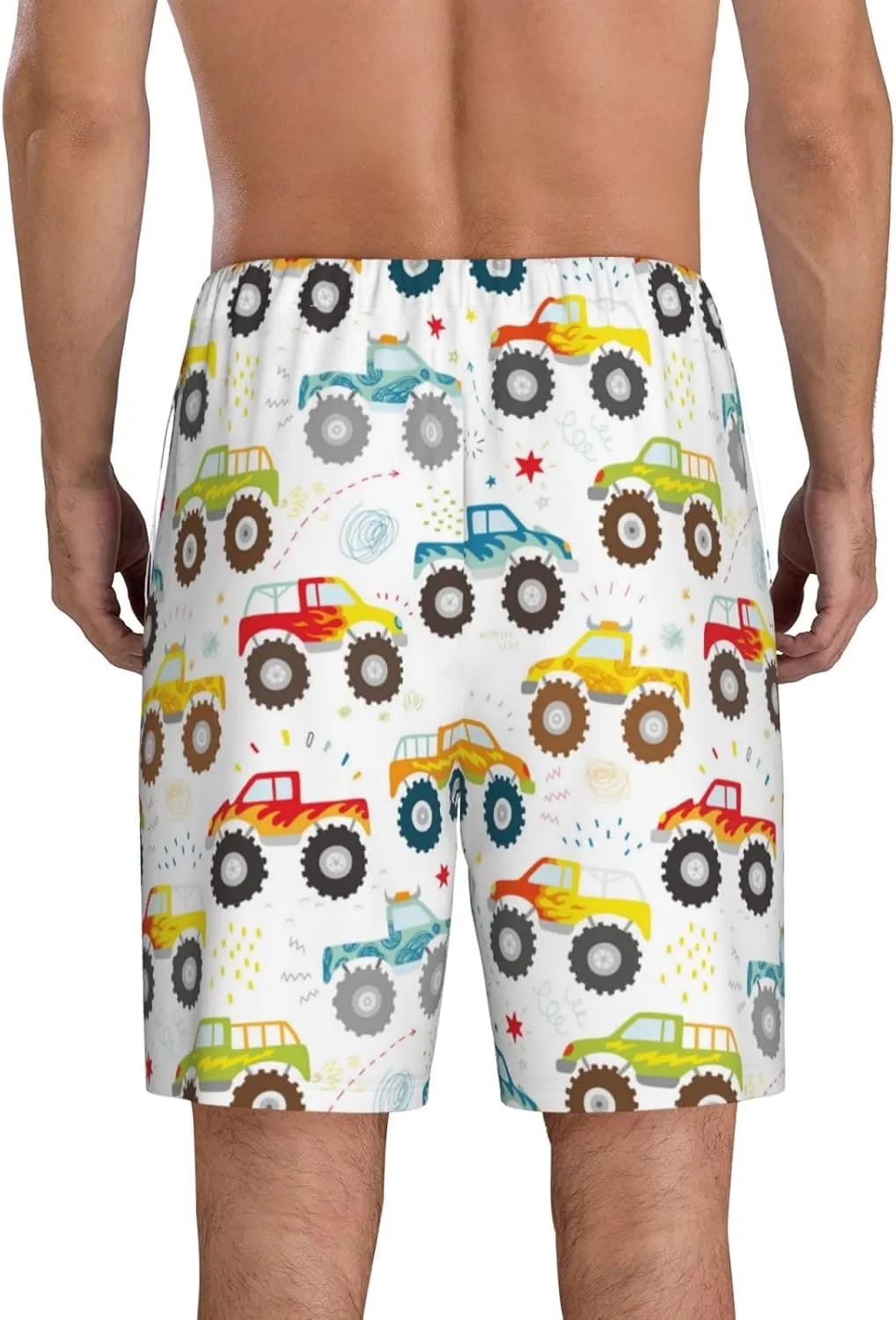 Novastar Mens Pajama Pants - Cartoon Monster Trucks Sleep Comfy Shorts Men Pajama Shorts, Pj Pants for Mens Lounge Shorts