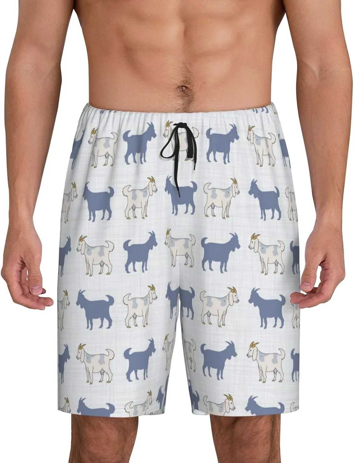 Novastar Mens Pajama Pants - Plaid Cartoon Cute Goat Sleep Comfy Shorts Men Pajama Shorts, Pj Pants for Mens Lounge Shorts