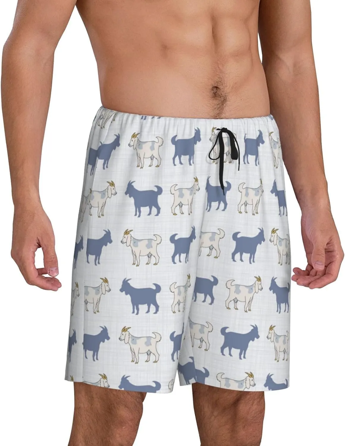 Novastar Mens Pajama Pants - Plaid Cartoon Cute Goat Sleep Comfy Shorts Men Pajama Shorts, Pj Pants for Mens Lounge Shorts
