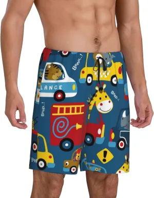 Novastar Mens Pajama Pants - Vehicles Cartoon Sleep Comfy Shorts Mens Pajama Shorts, Pj Pants for Mens Lounge Shorts