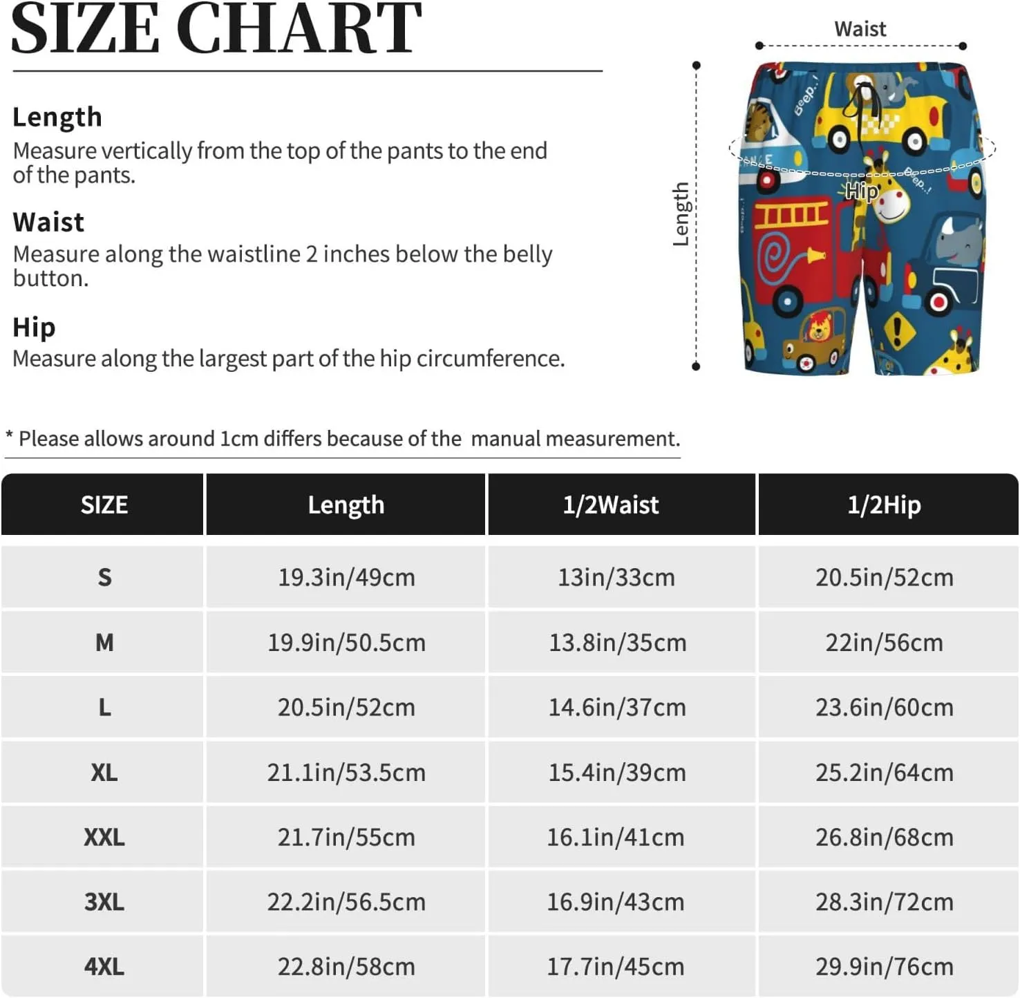 Novastar Mens Pajama Pants - Vehicles Cartoon Sleep Comfy Shorts Mens Pajama Shorts, Pj Pants for Mens Lounge Shorts