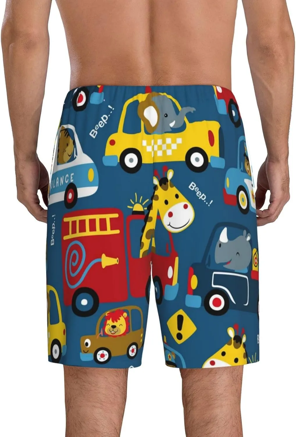 Novastar Mens Pajama Pants - Vehicles Cartoon Sleep Comfy Shorts Mens Pajama Shorts, Pj Pants for Mens Lounge Shorts