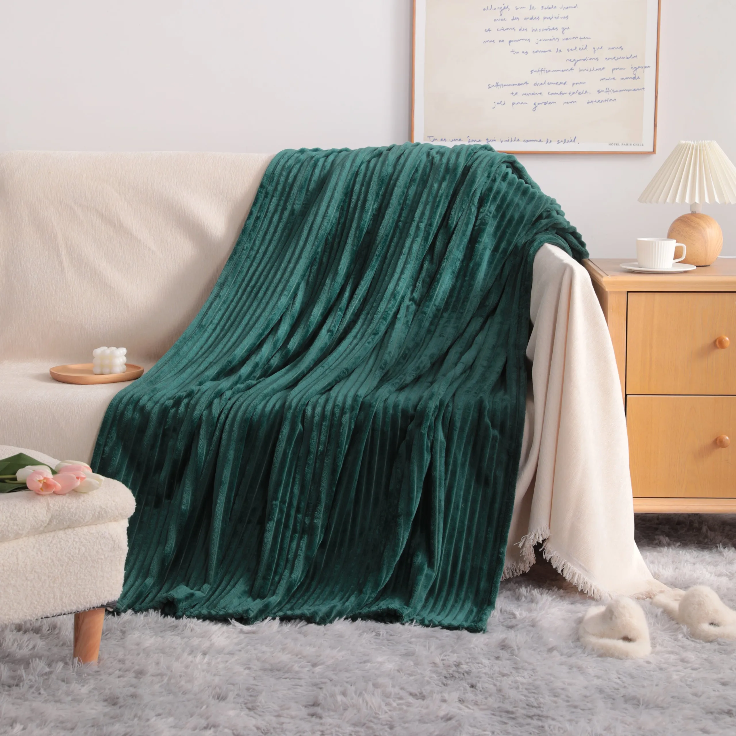 NTBAY All Seasons Plush Flannel Fleece Throw Blanket