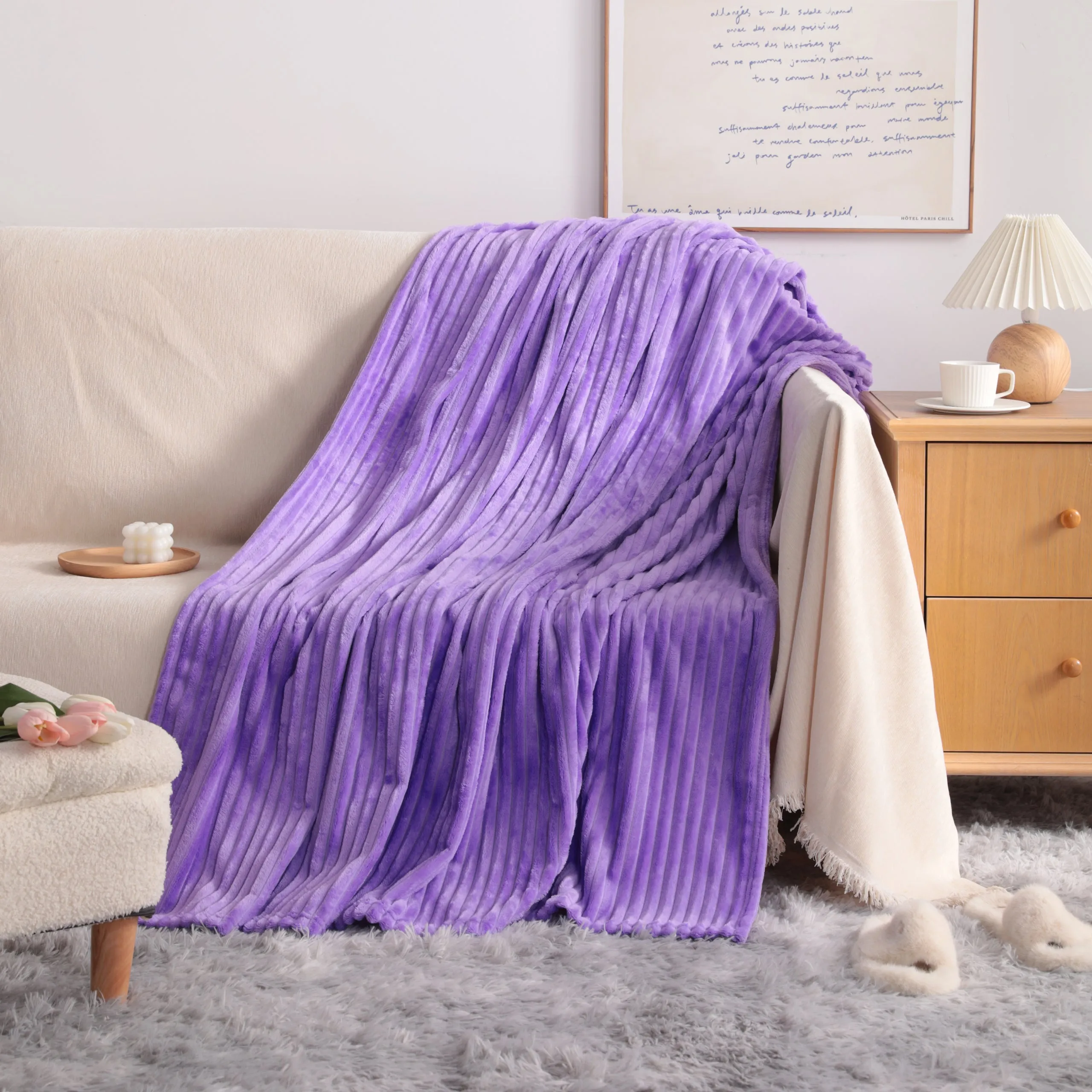 NTBAY All Seasons Plush Flannel Fleece Throw Blanket