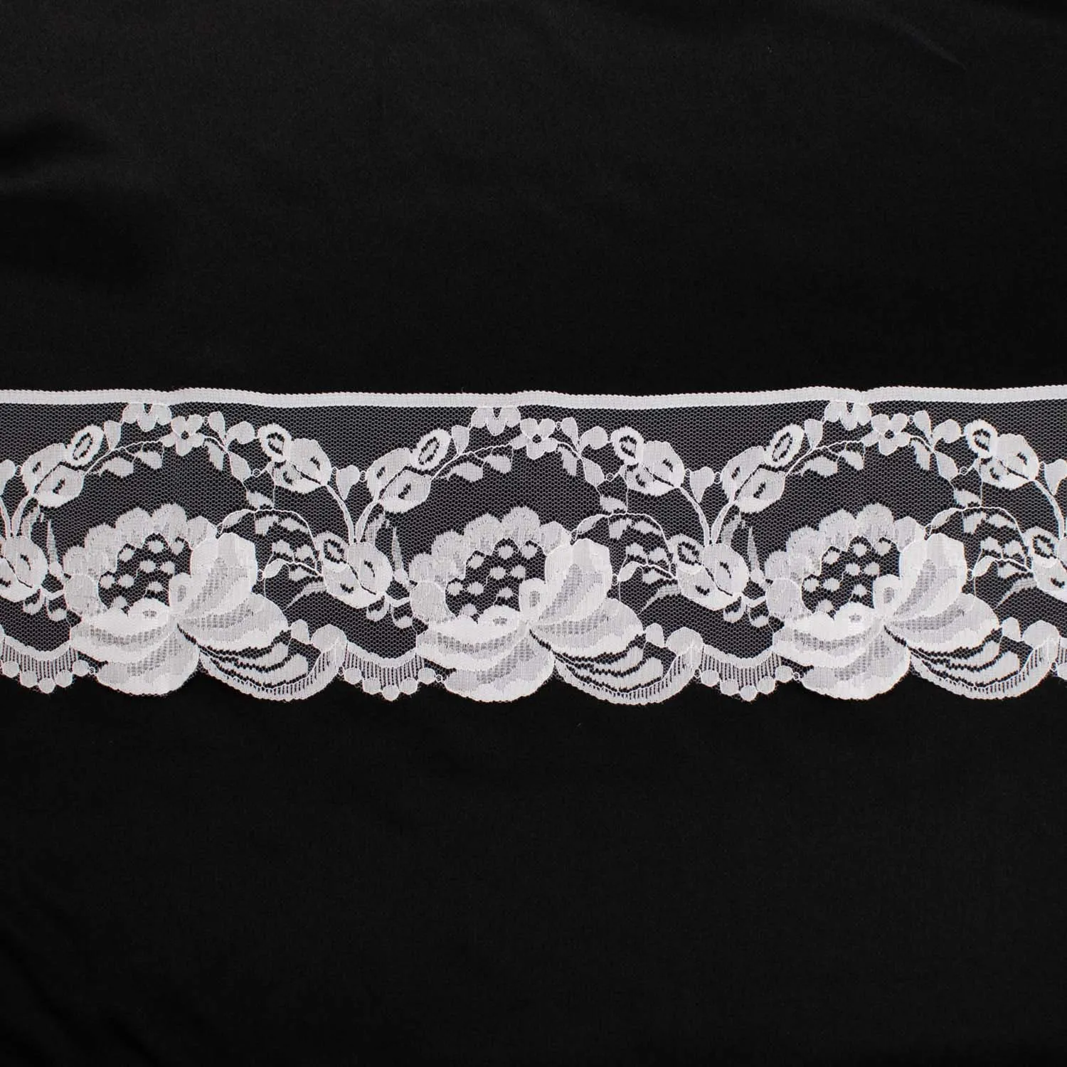 Nylon Lace Trim Design-16 White Floral 95mm