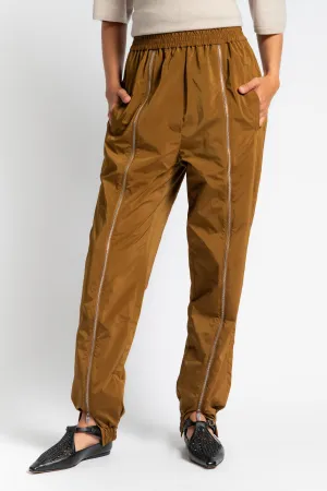 Plaid detail Twill Weave Texture Nylon Zipper Jogger