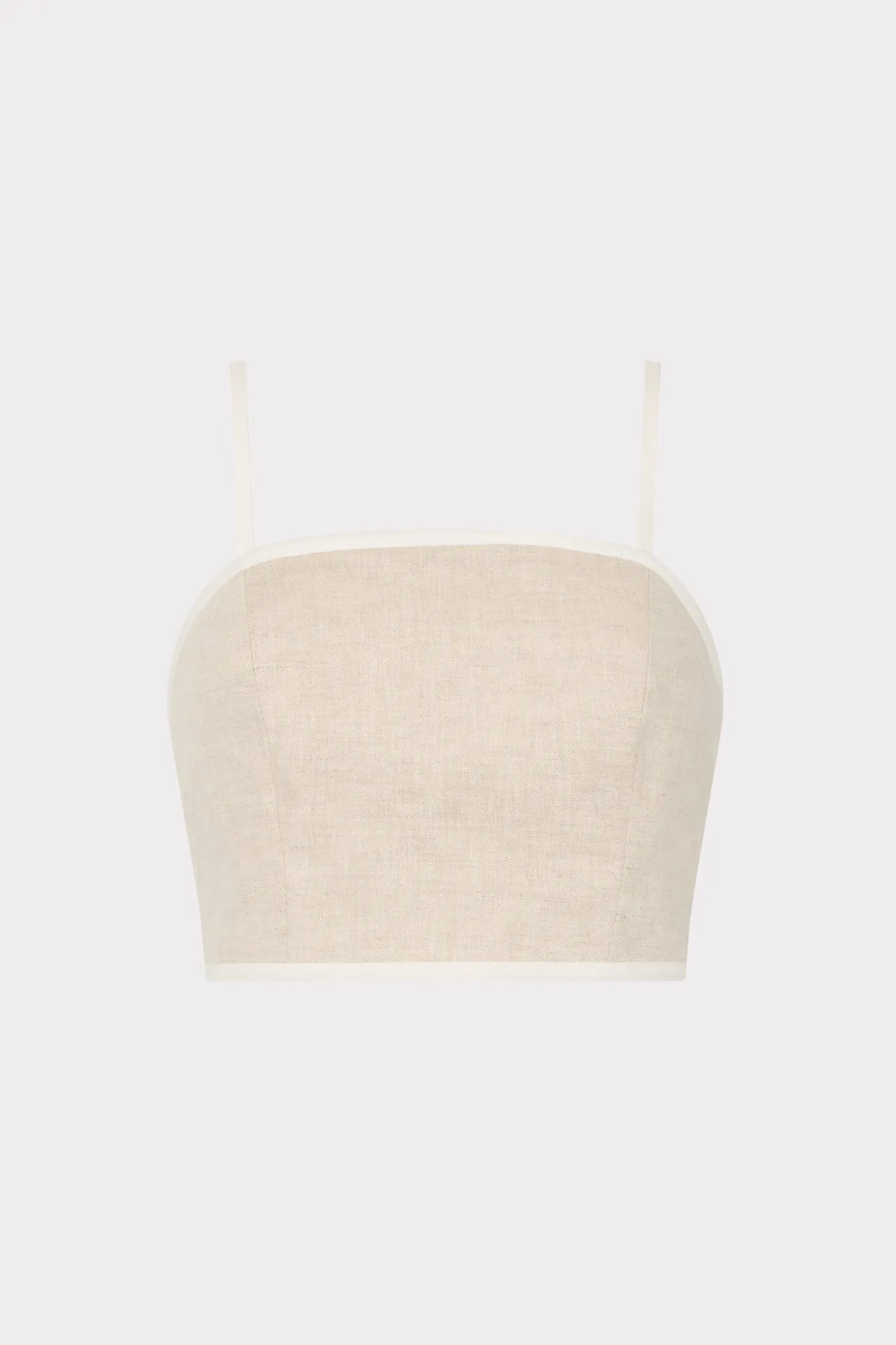 Ribbed Neckline Sustainable Manufacturing Process Nyrie Linen Contrast Crop Top