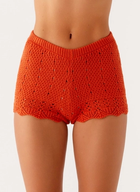 Oakley Low Rise Mini Shorts - Orange Sporty Stretch Fit