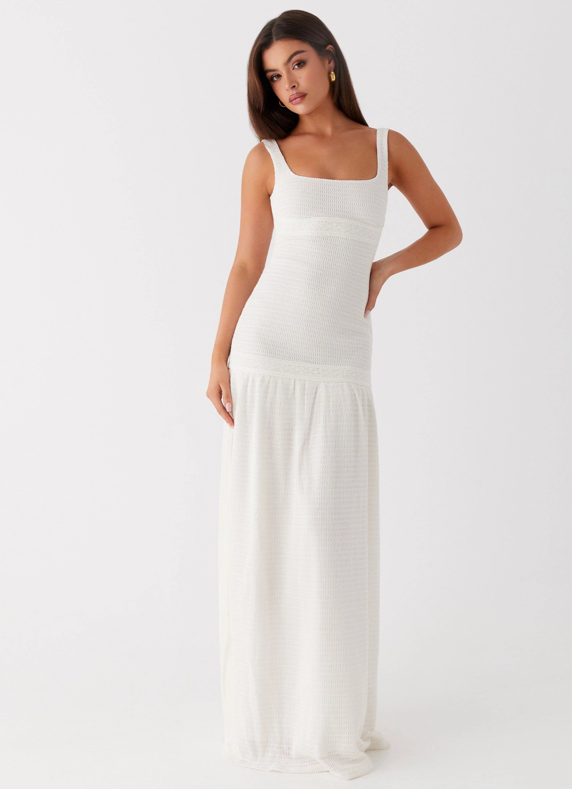 Artistic Flair Slit-Hem Lyrical Maxi Dress - Ivory