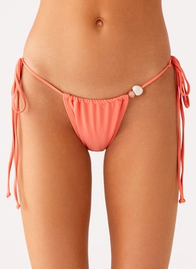 Liona Bead Bikini Bottoms - Coral Tall High UV Block