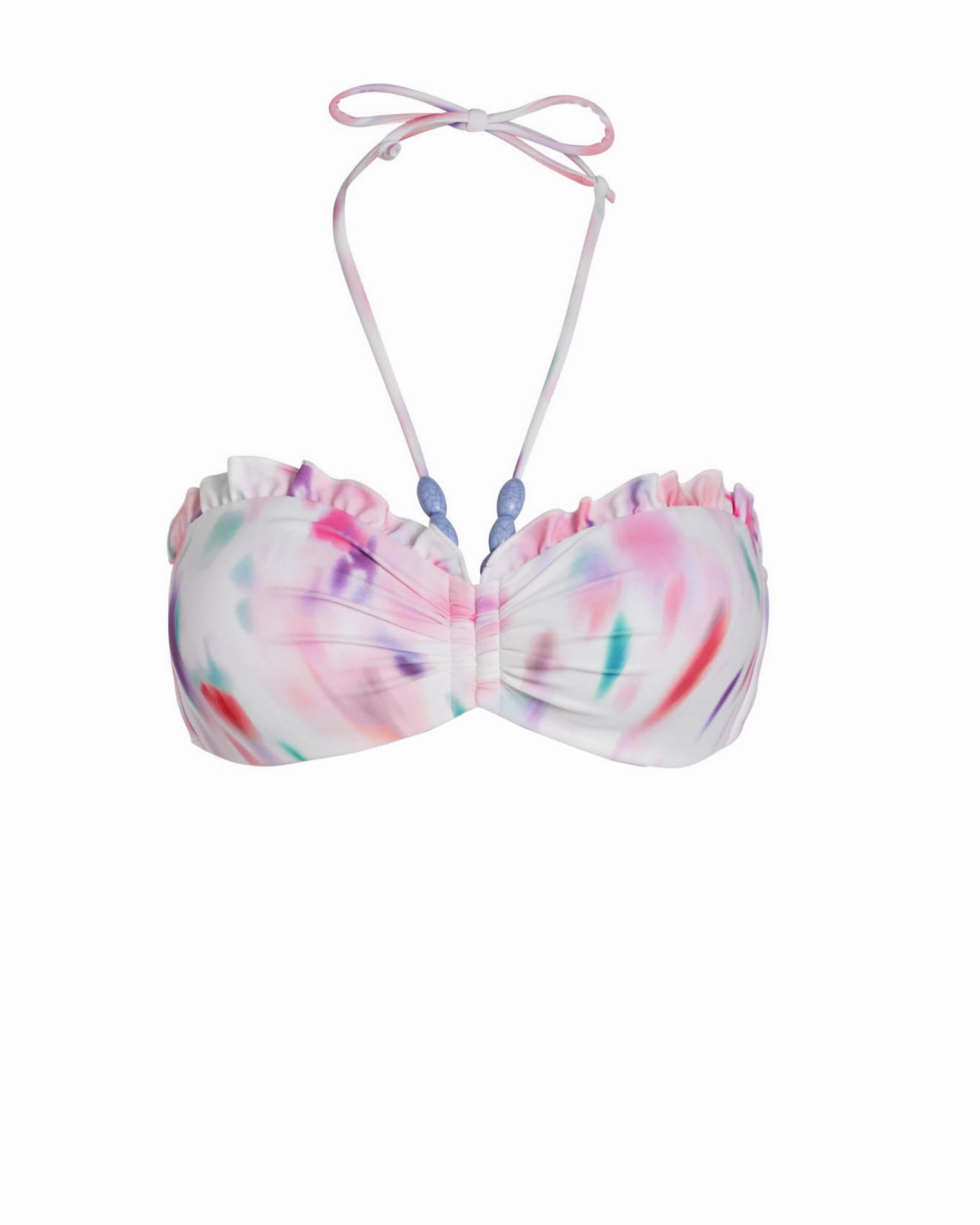 Alexis Top In Hazy Ikat Ivory Slim Contour Fit Tropical Relaxation