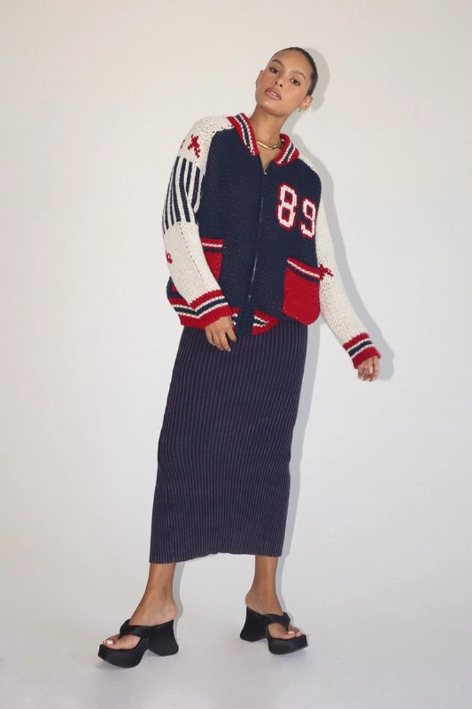 Odor Control Fabric Kelsie Knit Midi Skirt Chill Tones