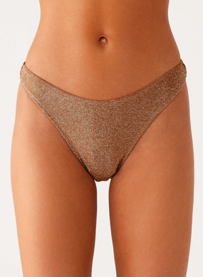 Sun Spell Bikini Bottom - Gold Leisure Swim Fade Resistant Finish