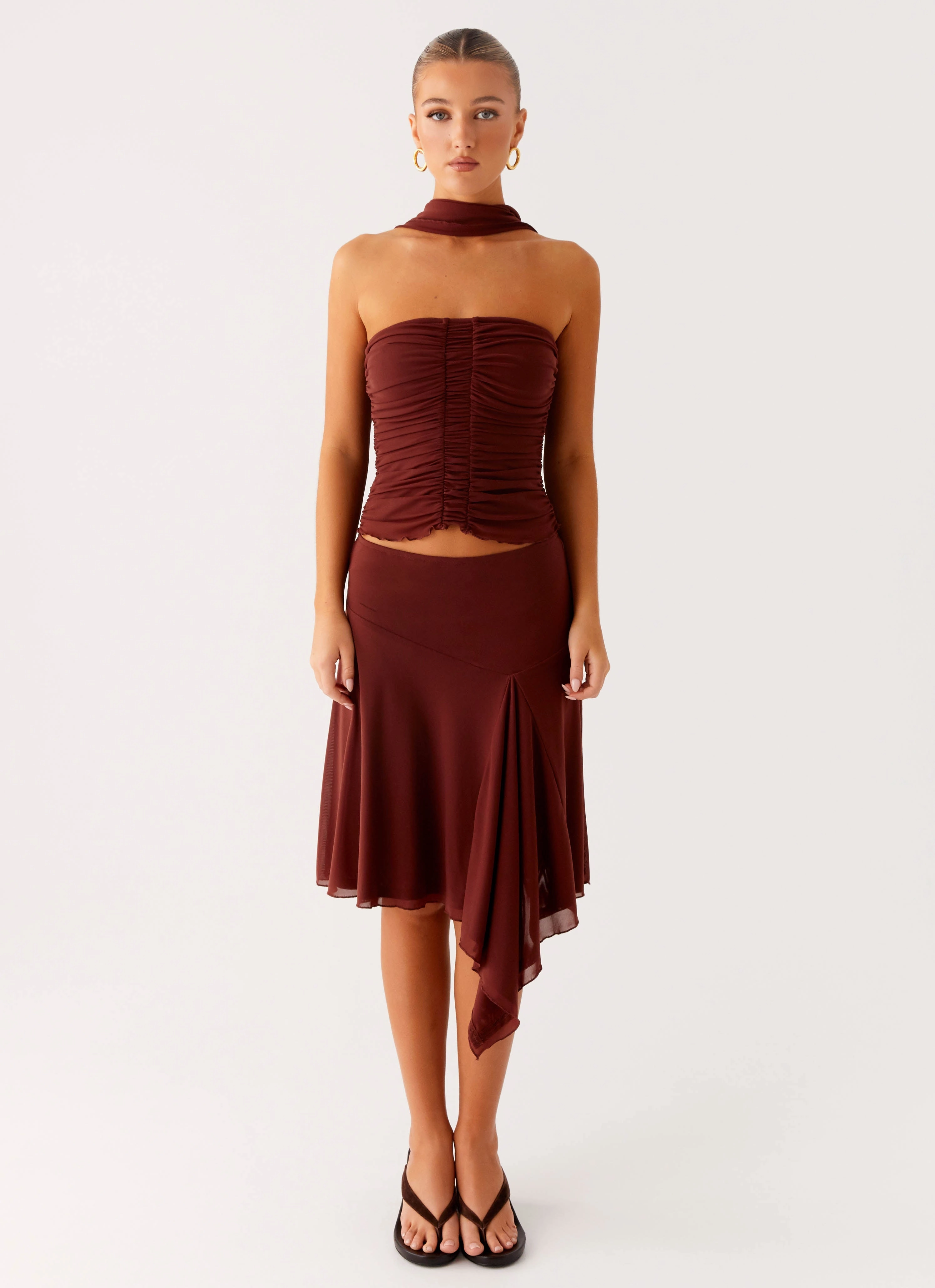 Mirage Scarf Top - Chocolate Winter Fashion