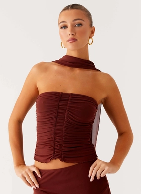 Mirage Scarf Top - Chocolate Zero Waste Production Label