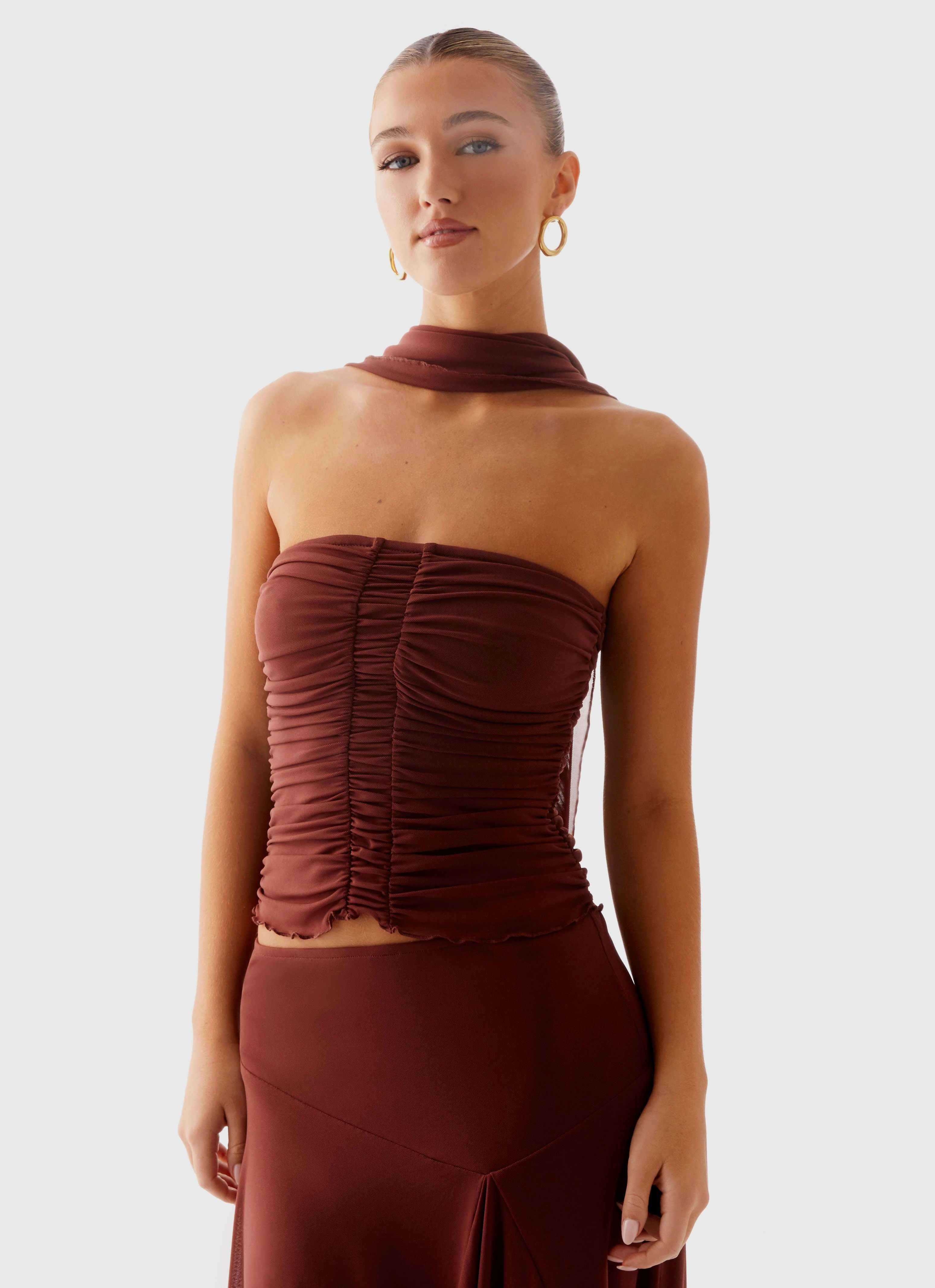 UV protection coating Mirage Scarf Top - Chocolate