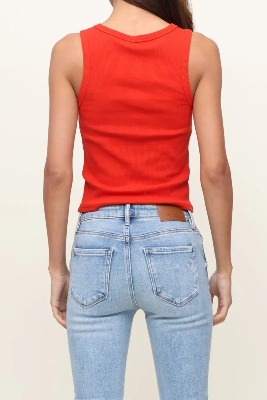 Hadley High Neck Tank Top AntiStatic Material Ribbed Hemline