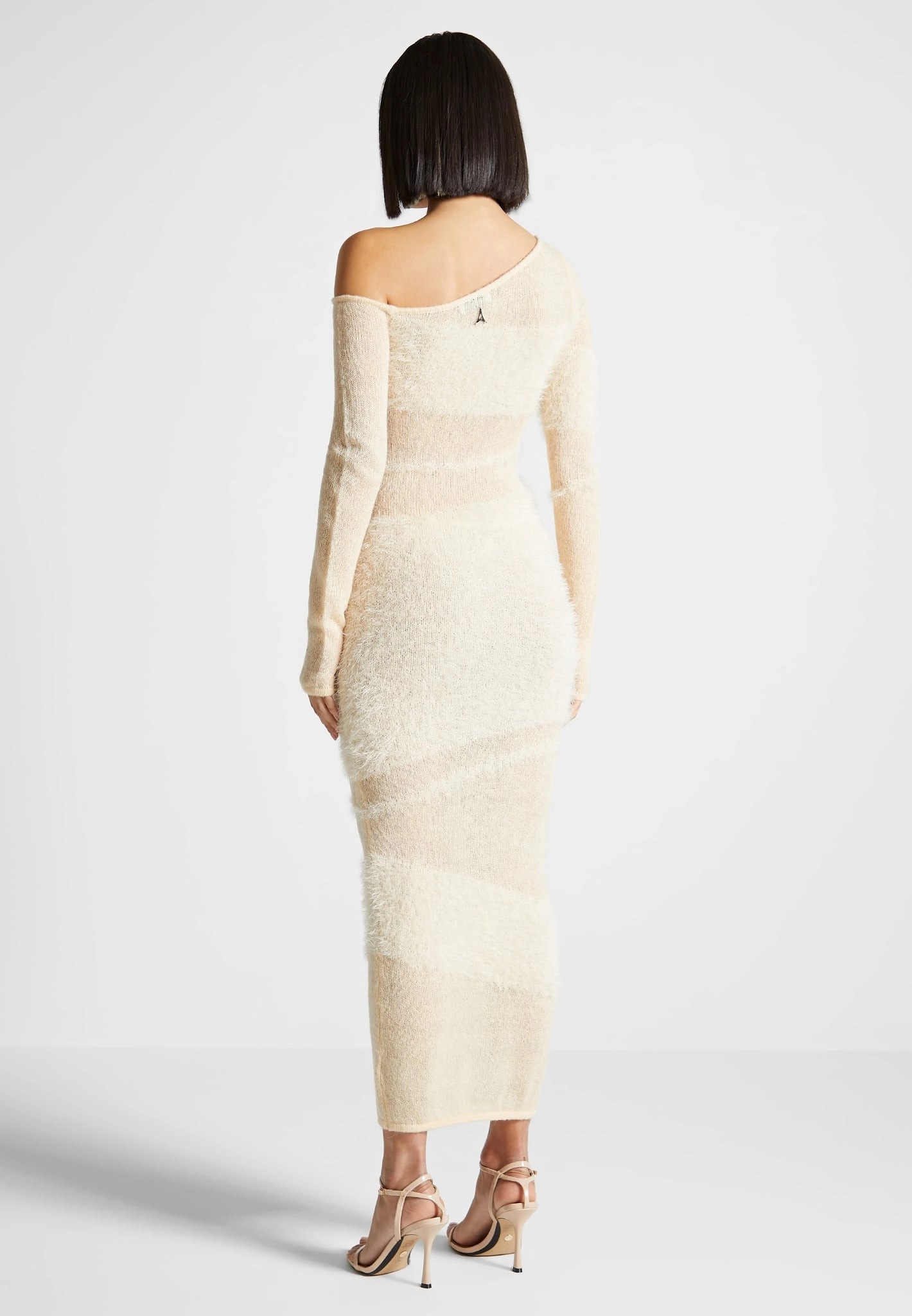 Off Shoulder Knitted Maxi Dress - Beige Daily Go