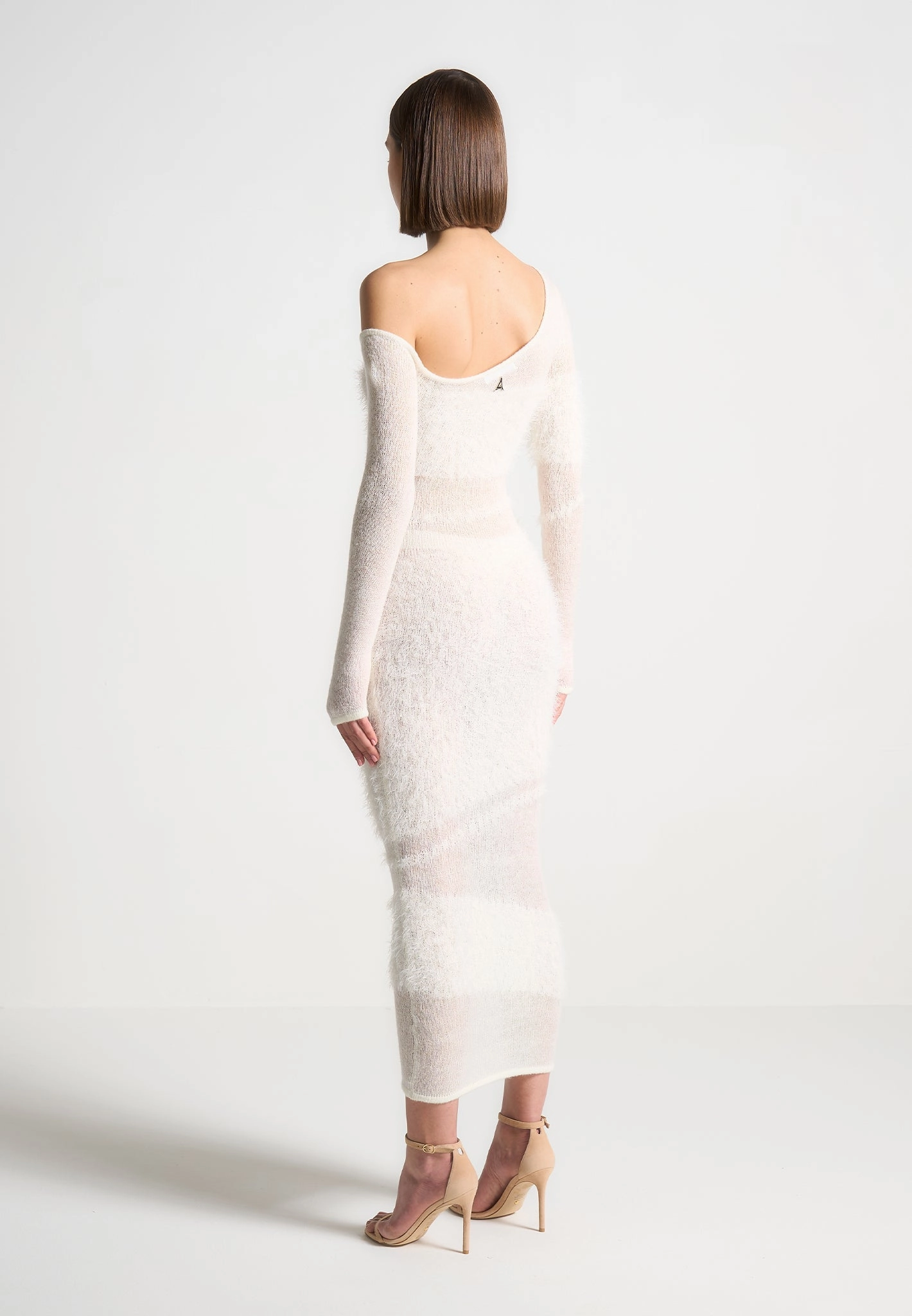 Work Flex Off Shoulder Knitted Maxi Dress - Off White