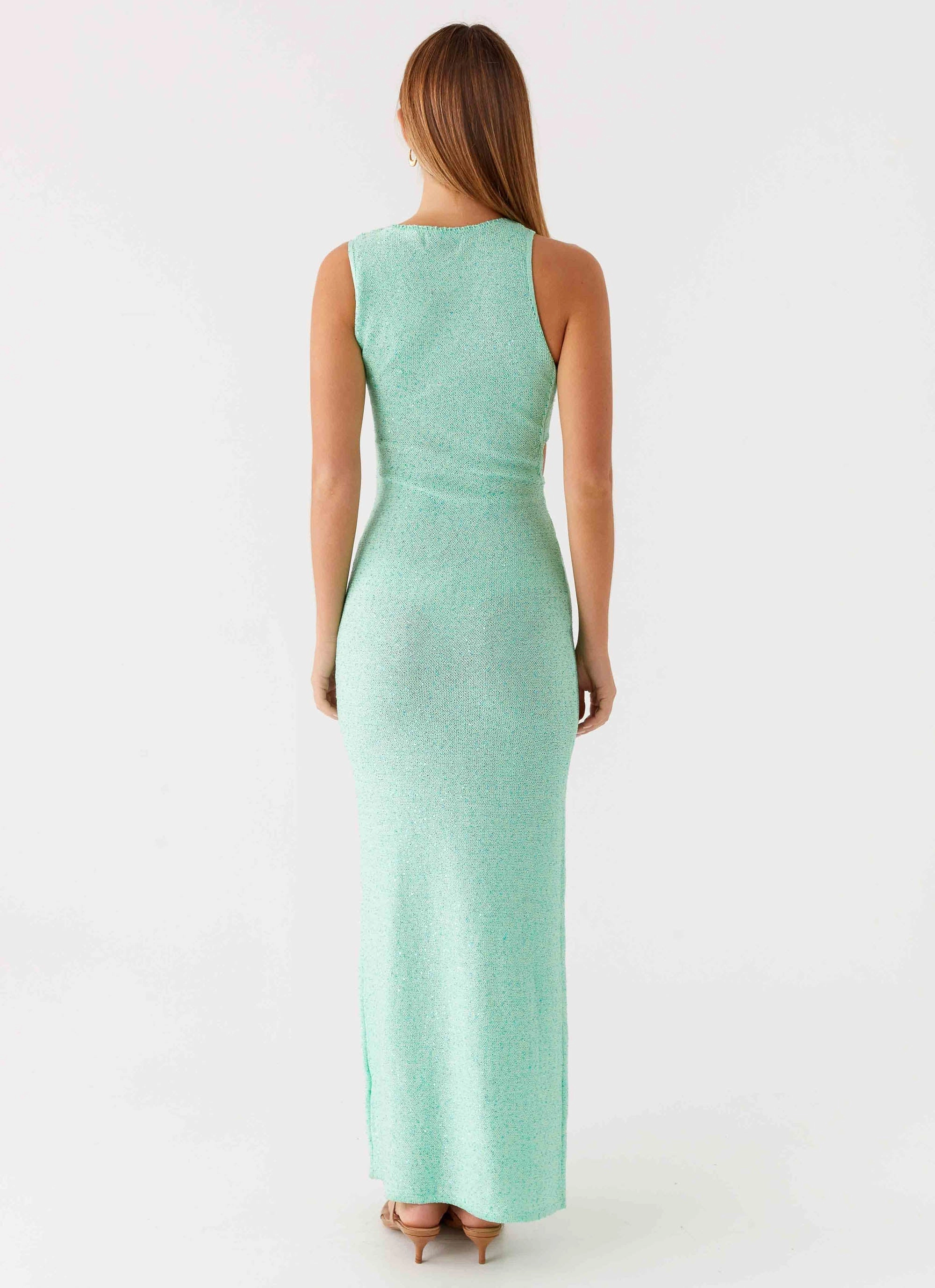 Noble Aura Everyday Comfort Wear Offshore Knit Maxi Dress - Pastel Green