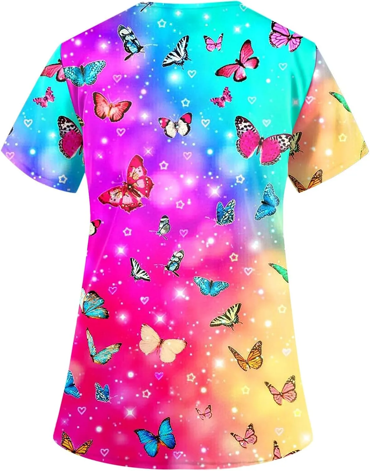 OIOLOYJM Scrubs for Women Animal Print Tops for Women V Neck Cartoon Pattern Short Sleeve Nursing Tops with Pockets