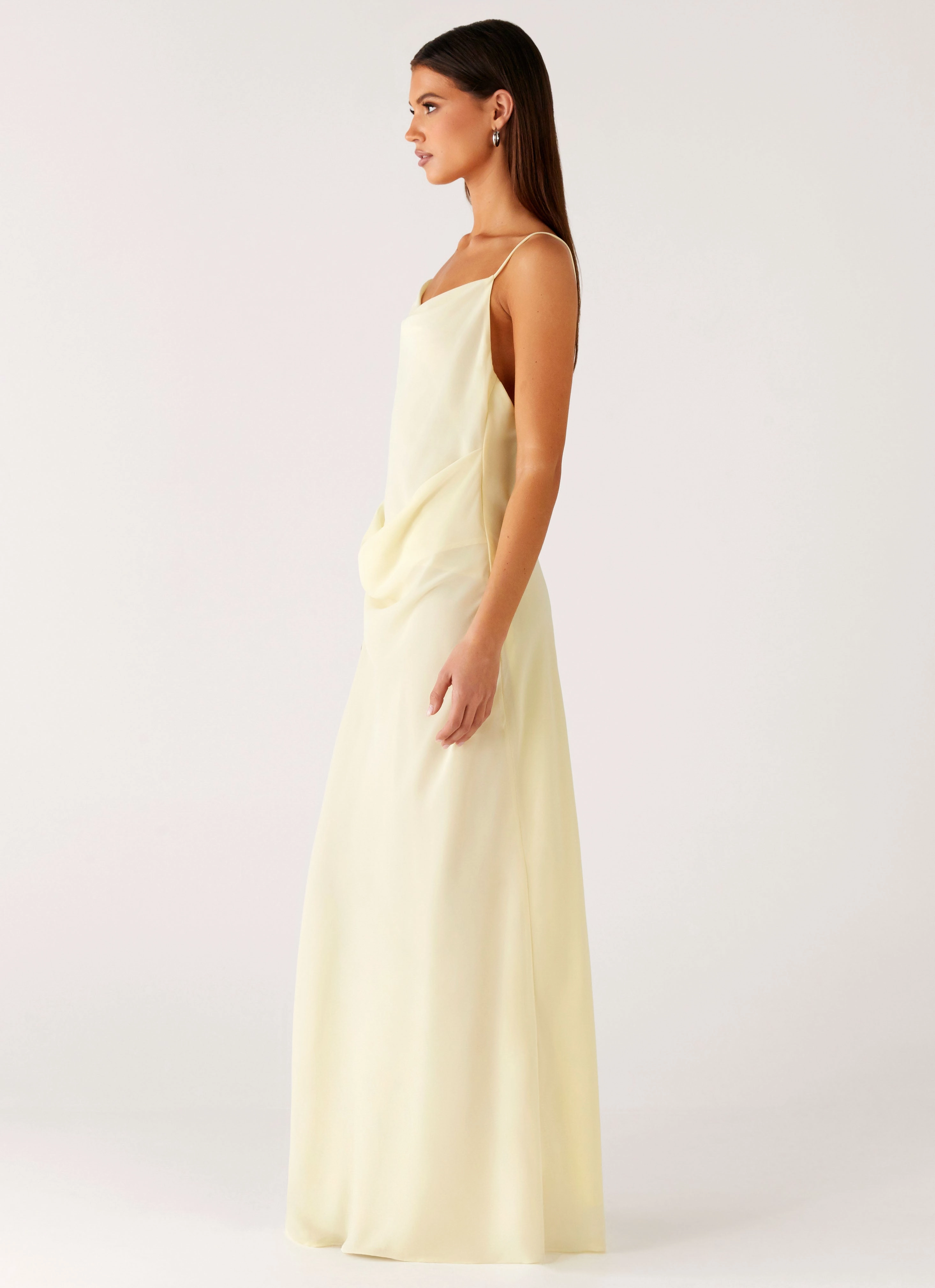 Oliana Maxi Dress - Yellow Flattering bodycon dress Cool Layers