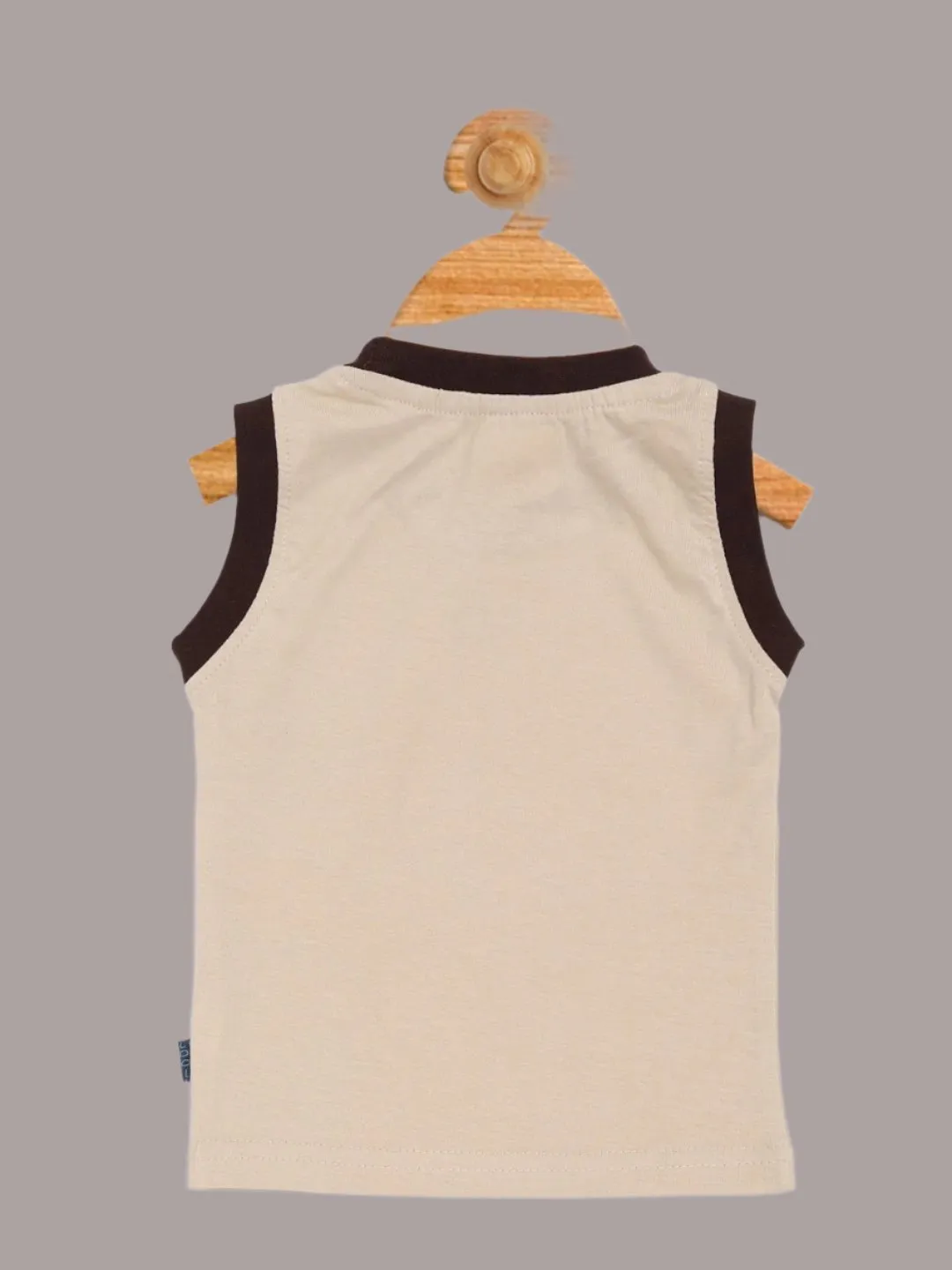 Olio Kids Baby Boys' Beige Gas Station Tank Top and Brown Printed Shorts