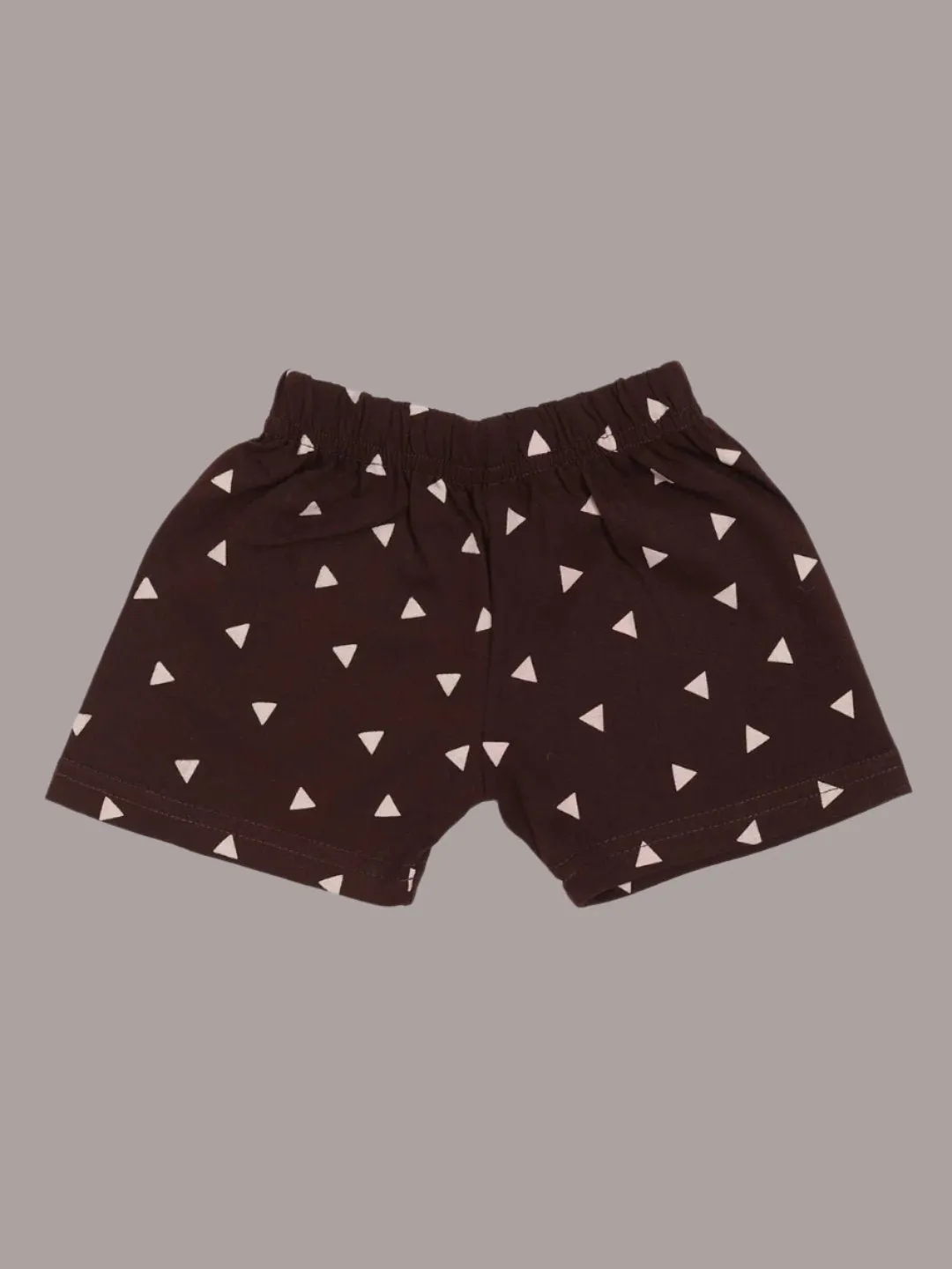 Olio Kids Baby Boys' Beige Gas Station Tank Top and Brown Printed Shorts