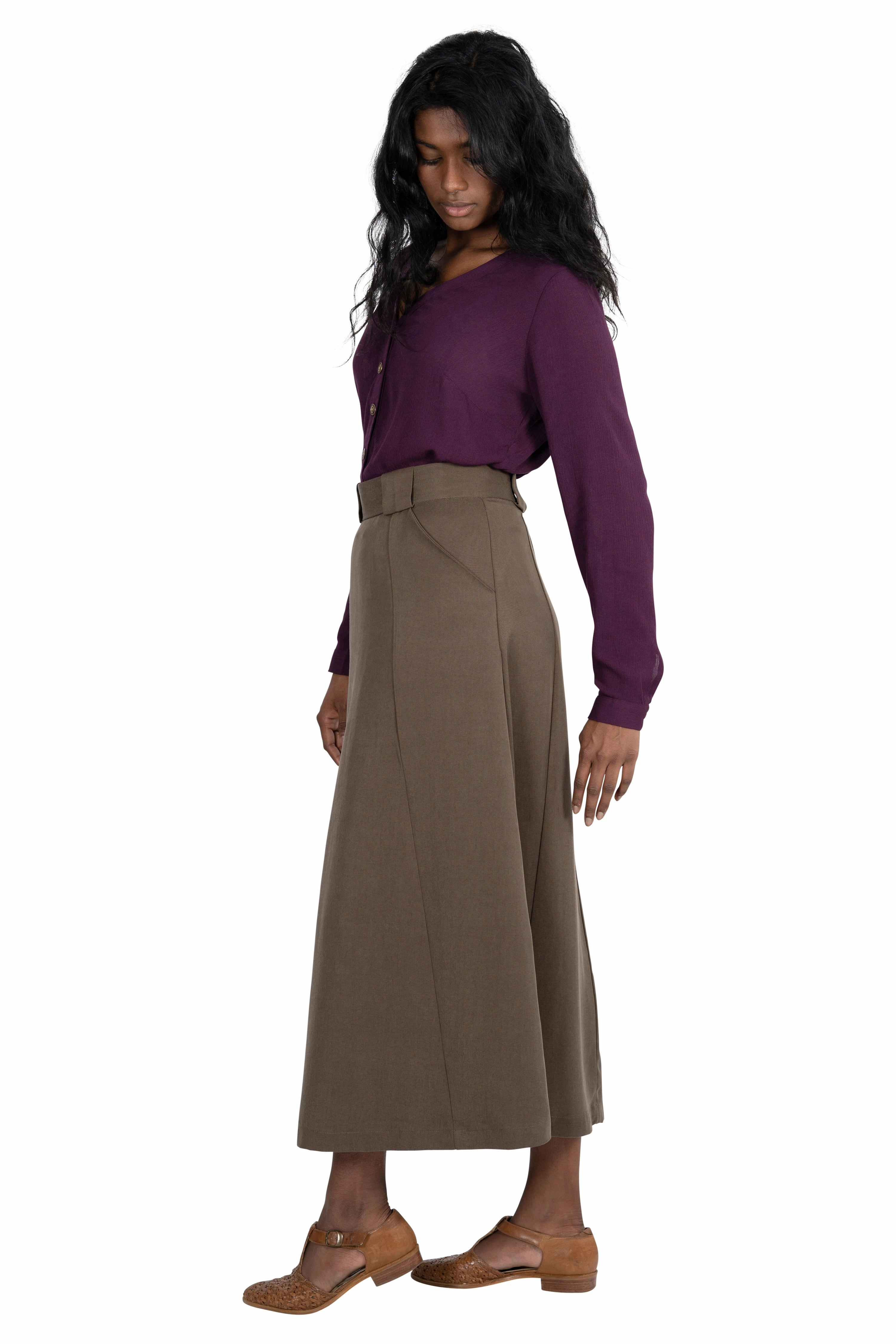 Olivia Skirt in Olive Tencel ThermalInsulation Fashionable Design