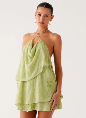 Clean Base Sweet Mood On The Go Beaded Mini Dress - Mint