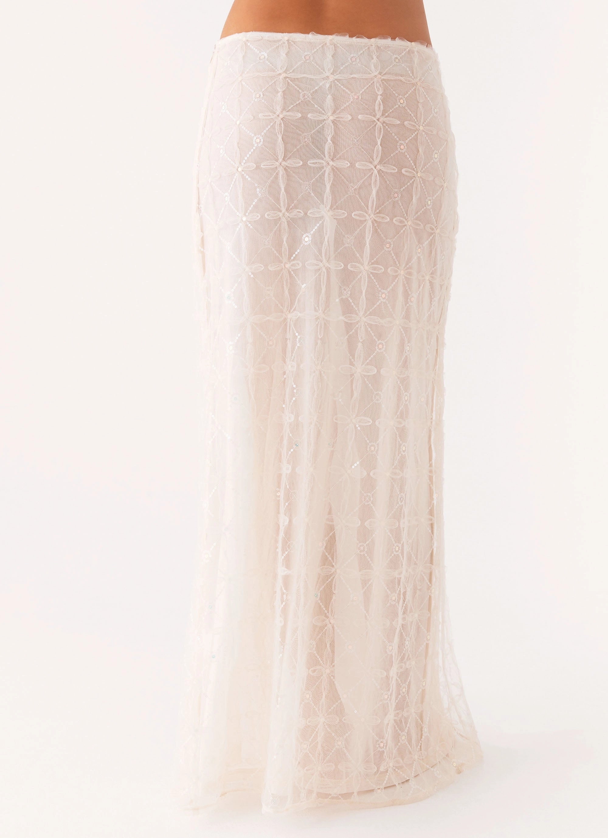 Opal Sequin Maxi Skirt - White Crisp Look Oversized style