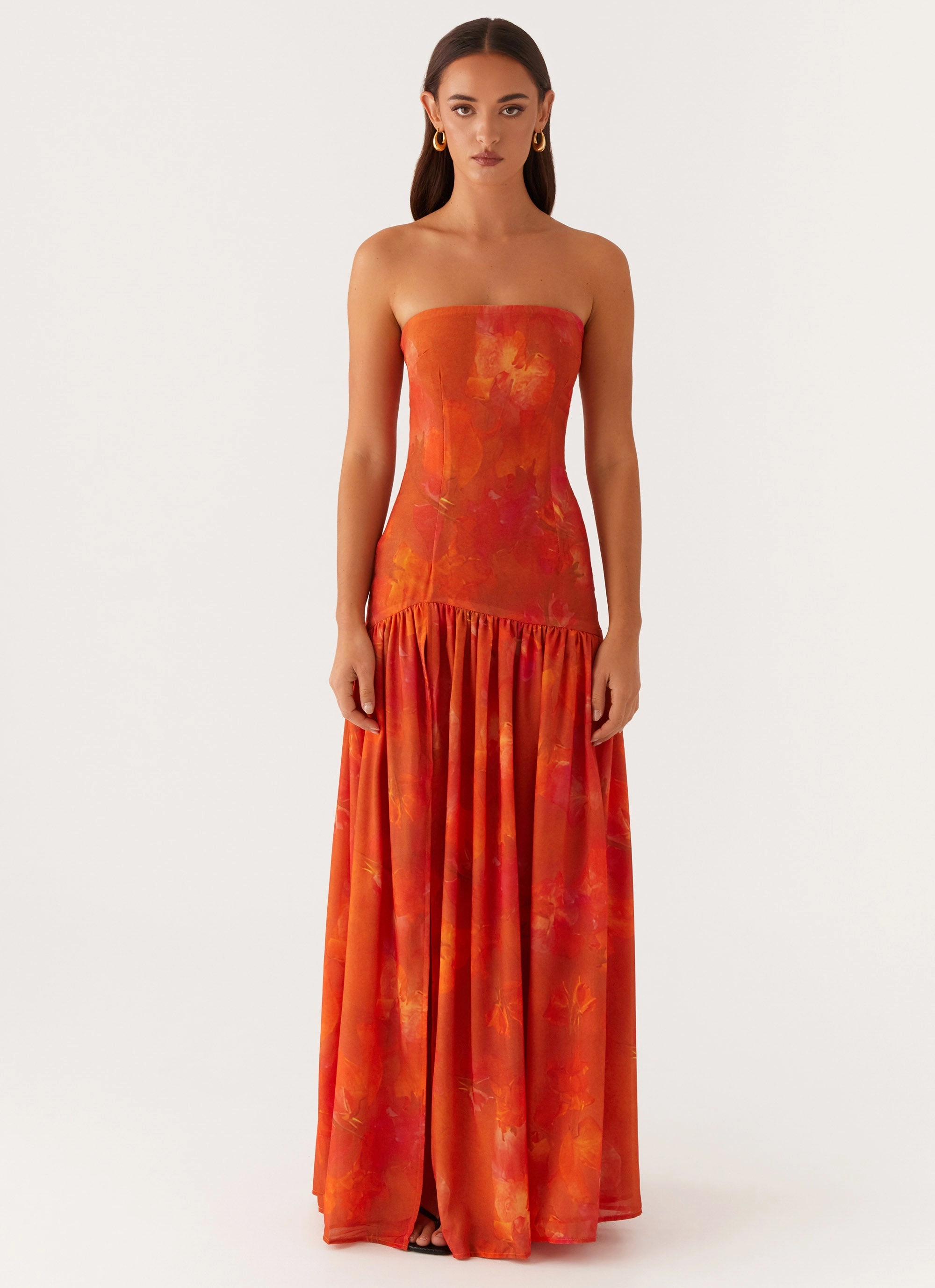 Hidden Pocket packable Eden Strapless Maxi Dress - Amber