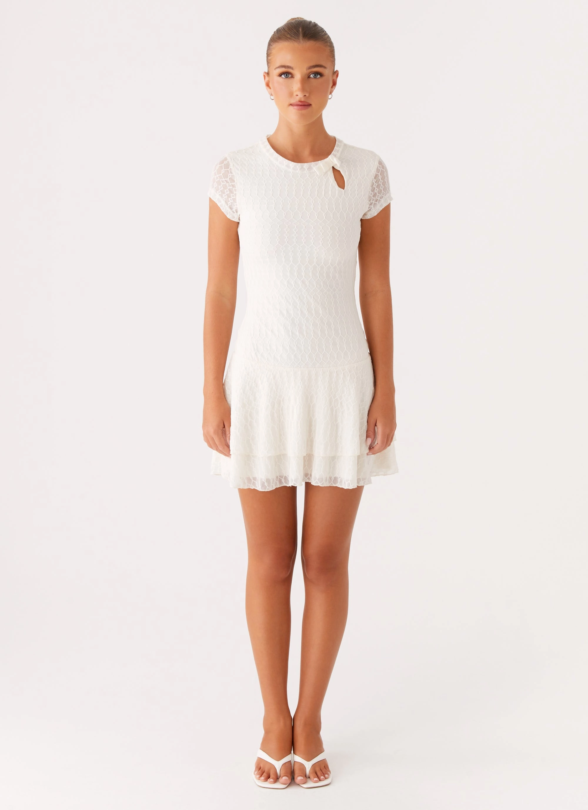Crossback Strap Breathable fabric Esty Mini Dress - Ivory