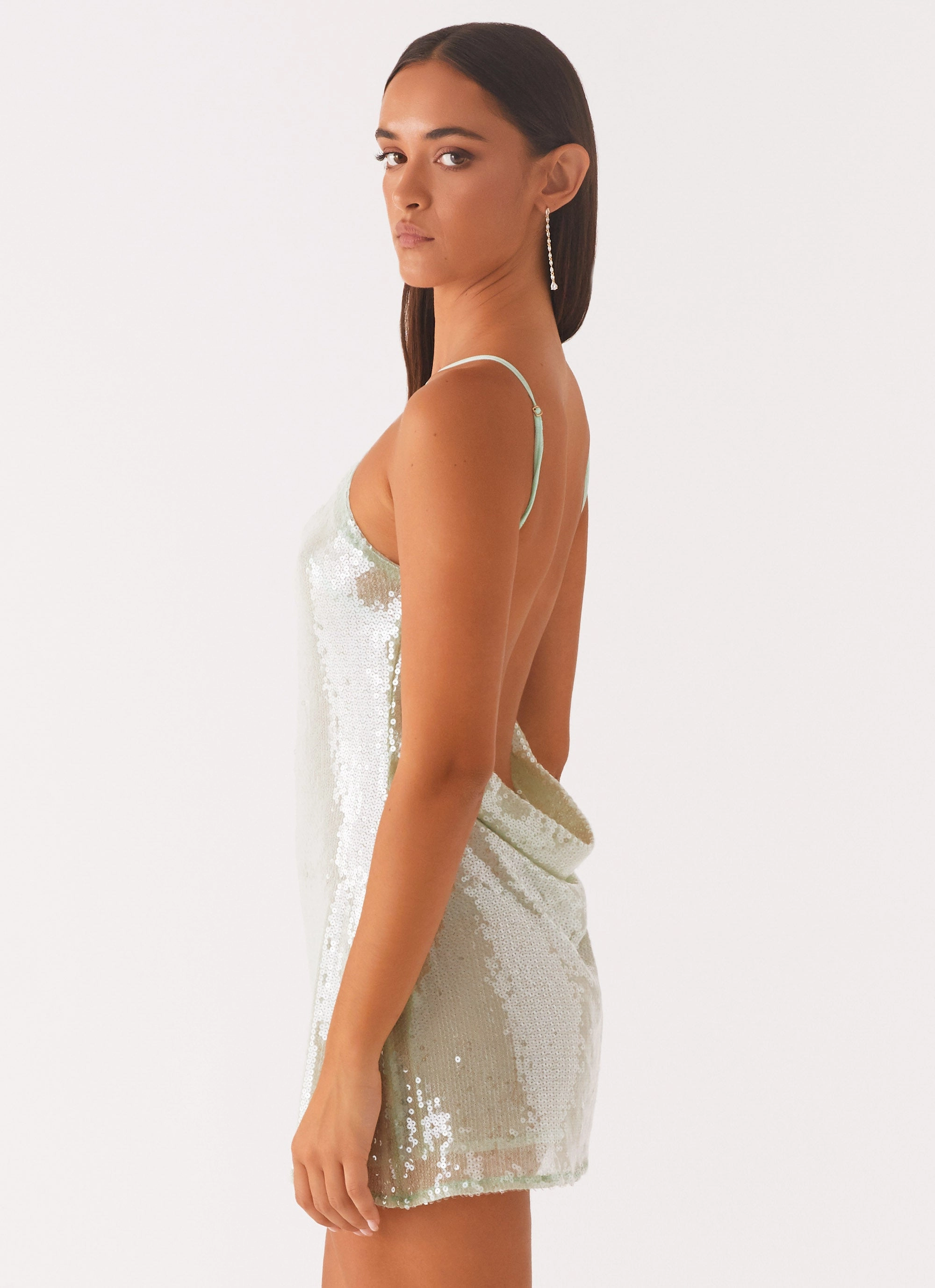 Contemporary Fit Radiant Energy Cowl Back Mini Dress - Mint