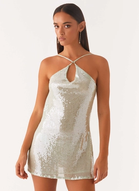 Radiant Energy Cowl Back Mini Dress - Mint Eye Appeal Upgrade-Option