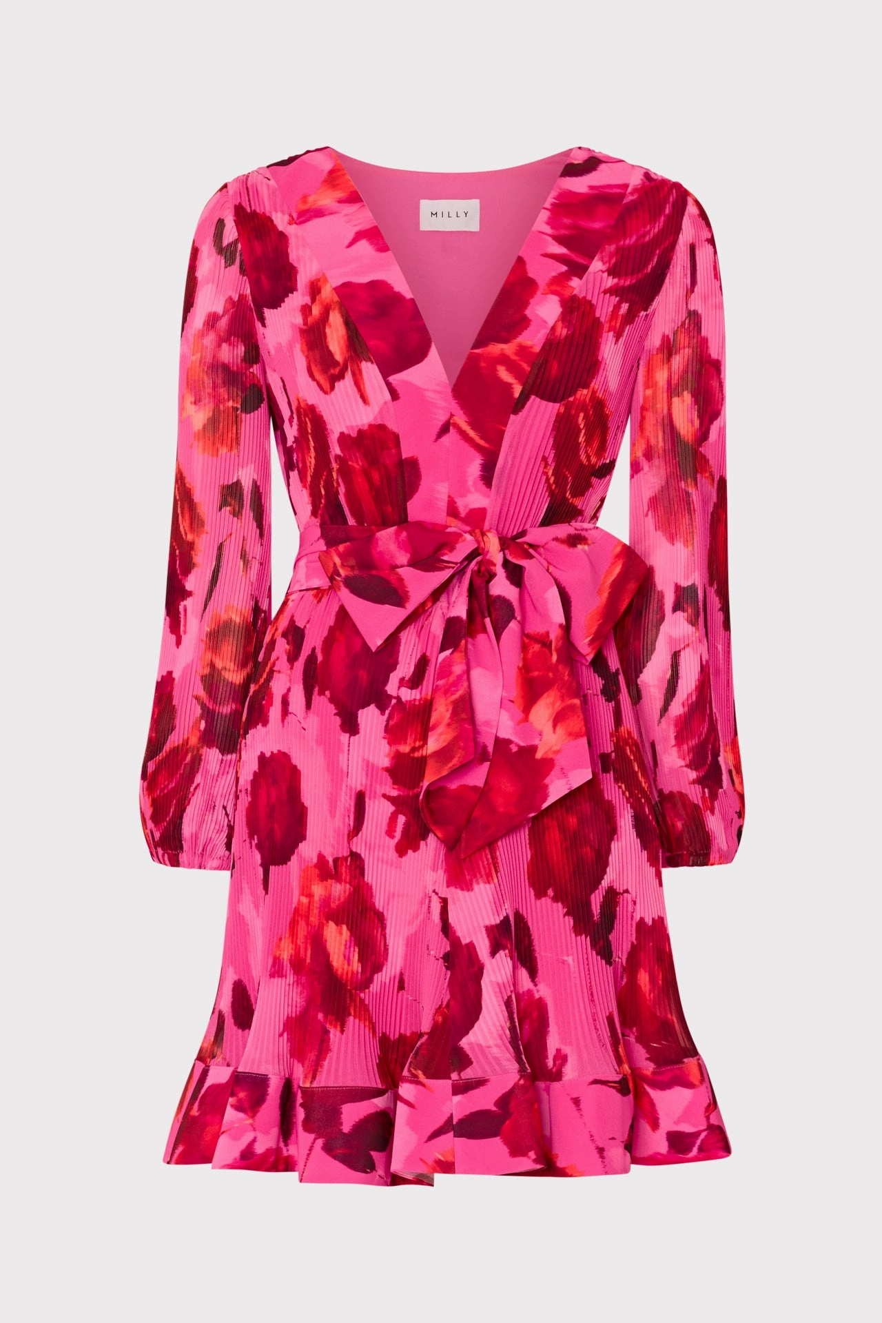 Liv Blurred Blossom Pleated Dress Party Floral Zip Closure