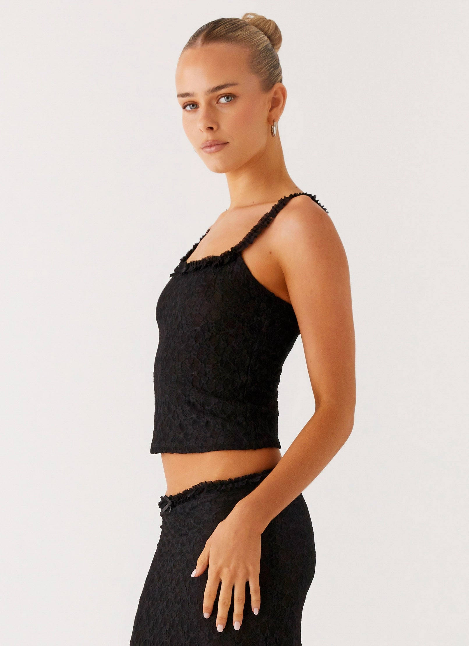 CushionedSupport Flexible Knit Ophira Cami Top - Black
