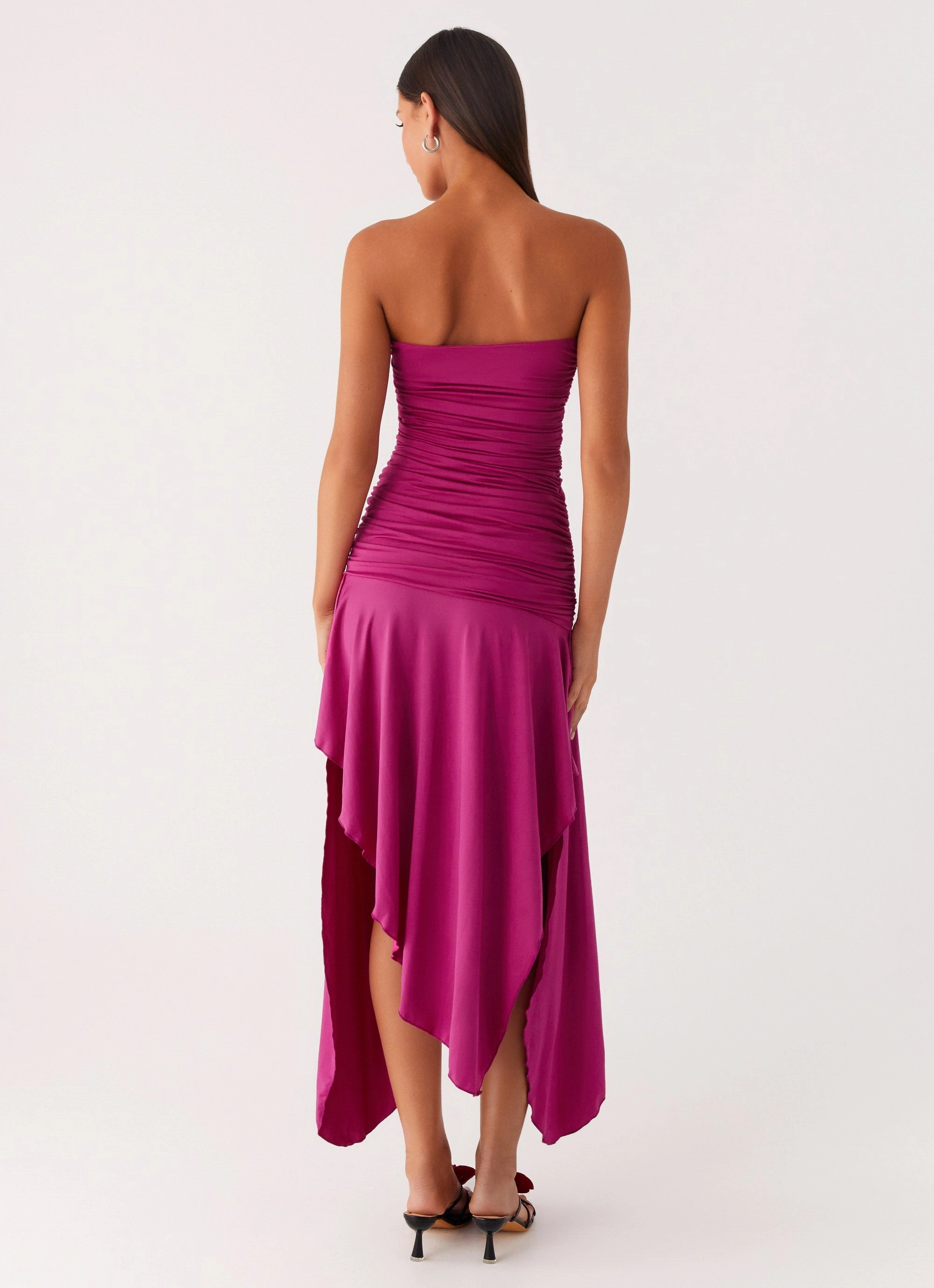 Practical work-to-play piece Easy-Storage Ora Strapless Maxi Dress - Fuchsia