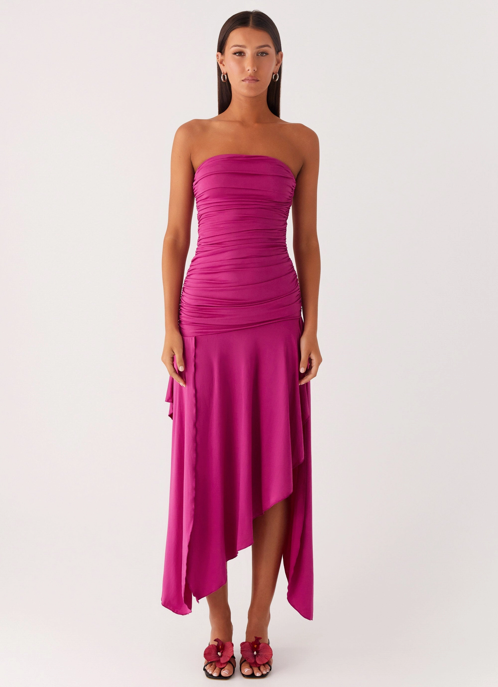 Ora Strapless Maxi Dress - Fuchsia Comfy Shape Maximalist-Trend