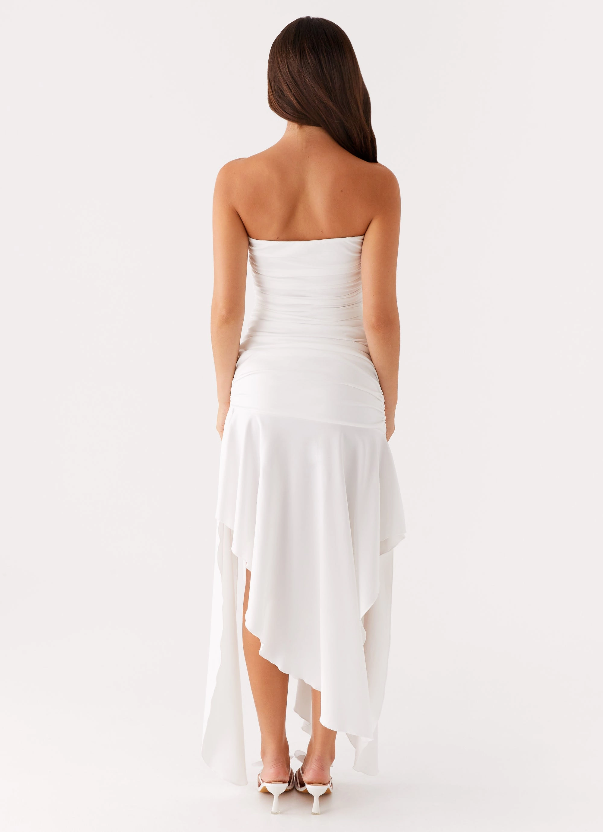 Stylish Fit flowy style Ora Strapless Maxi Dress - White
