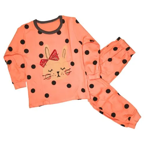 Orange Cat Polka Dot Pajama Set 2 Pc