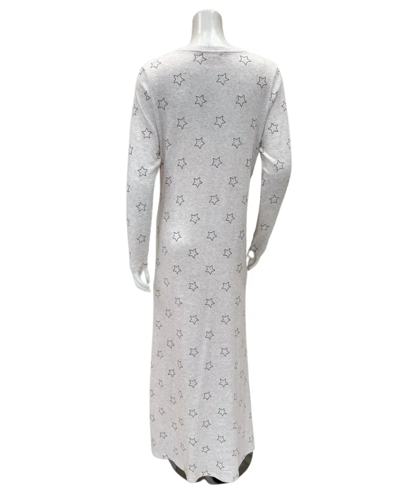 ORD Cream Stars Waffle Button Down Nightgown