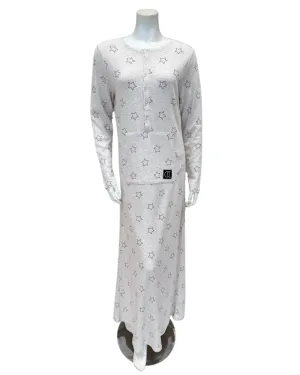ORD Cream Stars Waffle Button Down Nightgown